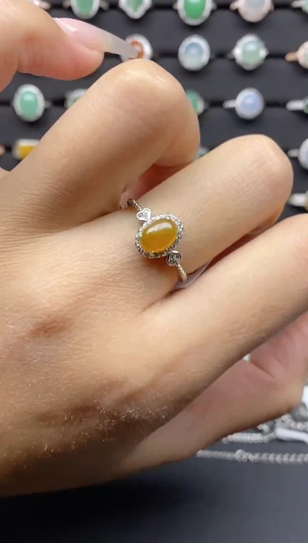 【闪购商品】翡翠戒指银S925镶嵌S925银镶嵌翡翠戒指