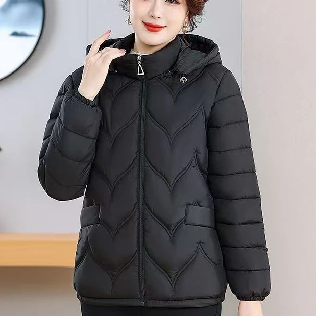 【反季青货】（带帽）小火苗秋冬新款时尚宽松款妈妈装可拆卸帽子款