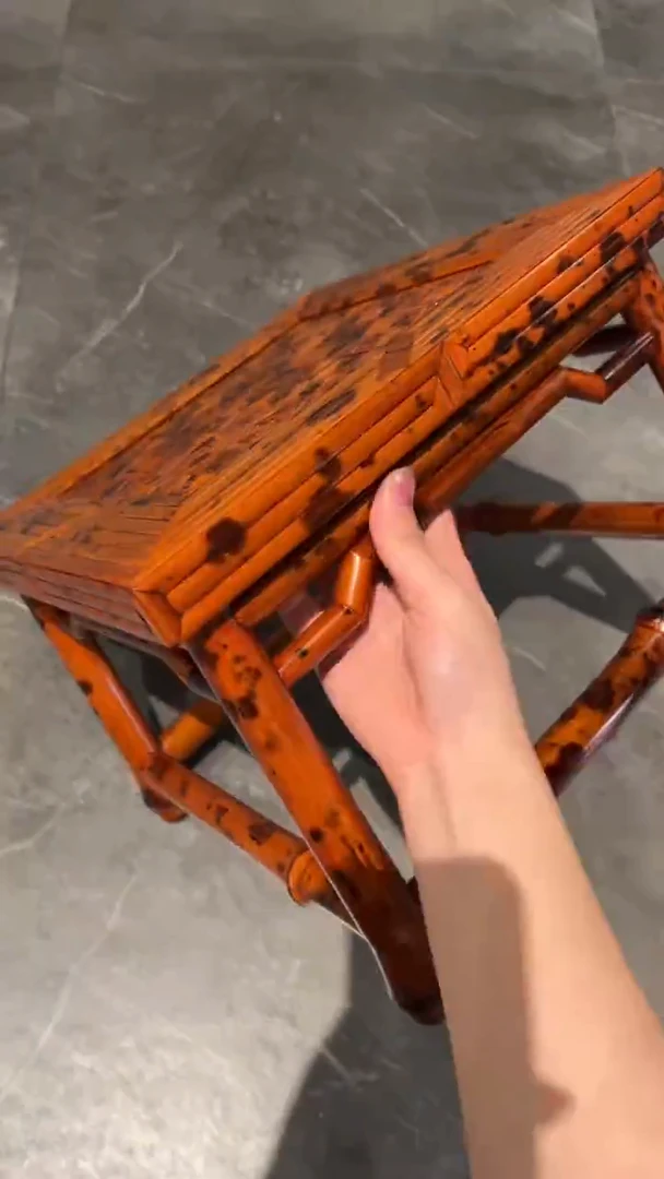 竹王*湘妃竹龟背纹方凳