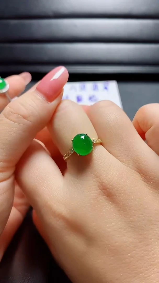 银S925镶嵌戒指翡翠 天然翡翠A货s925银镶