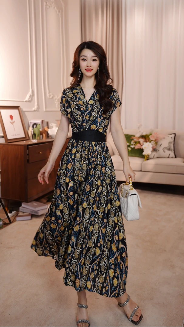 【风铃雏菊】25年浪漫优雅气质收腰高端长裙连衣裙