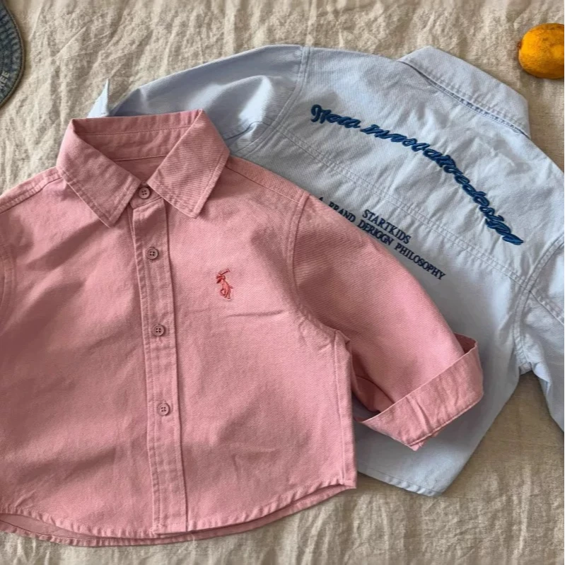 春季2025新款儿童外套女童刺绣宝宝休闲百搭潮酷痞帅童装衬衫男童