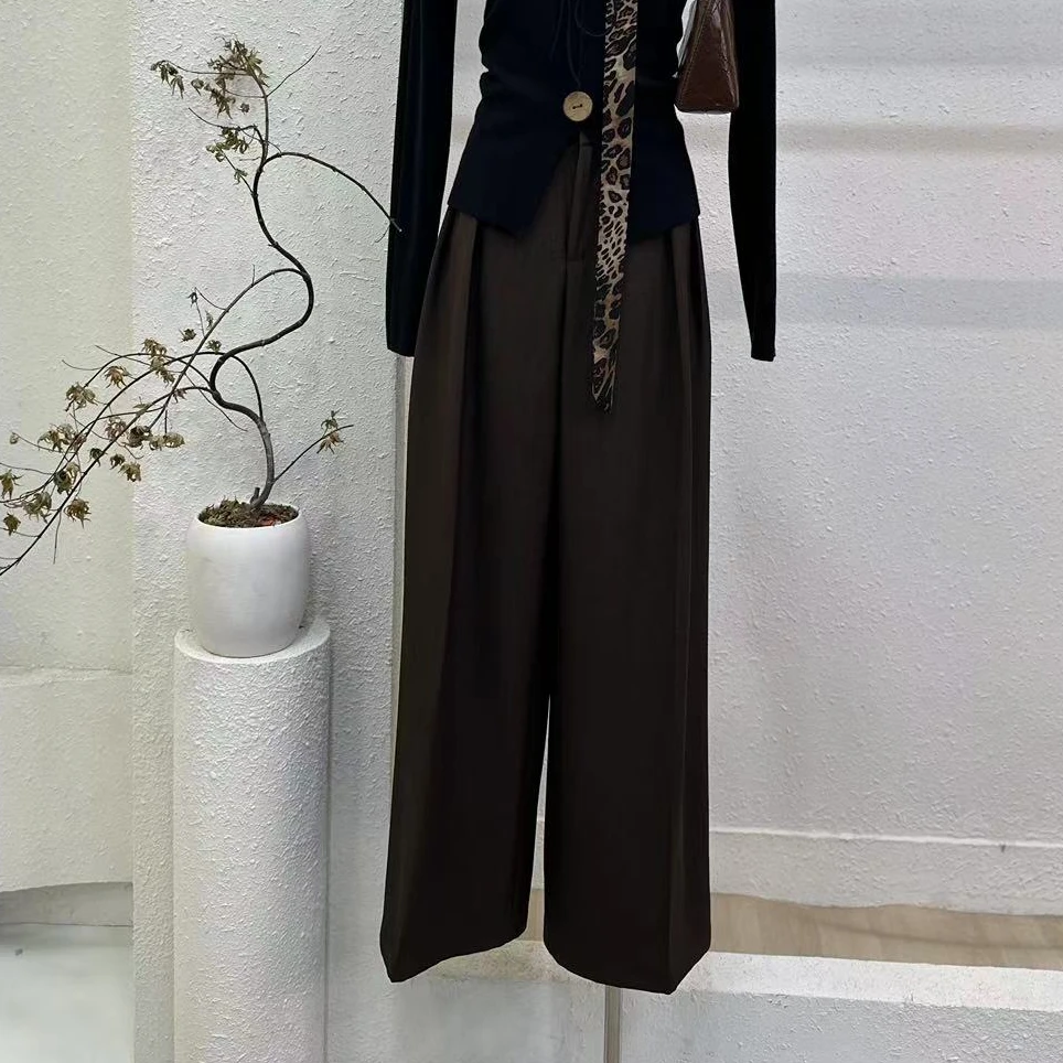 【极简风】设计感高腰直筒西装裤-16337-Q