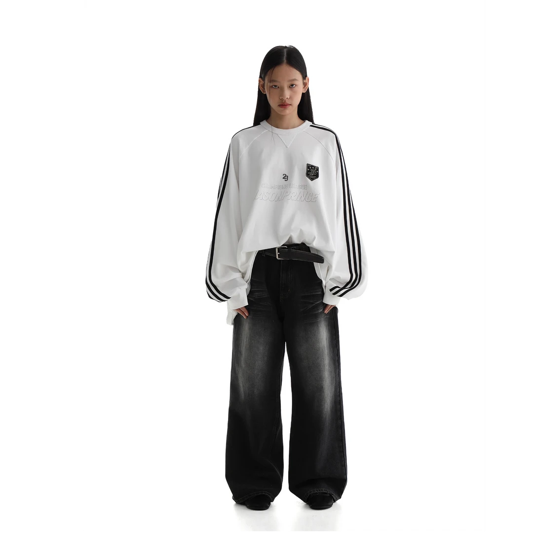 MASONPRINCE千禧90时代OV插肩袖松弛感时装运动圆领宽松长袖T恤男