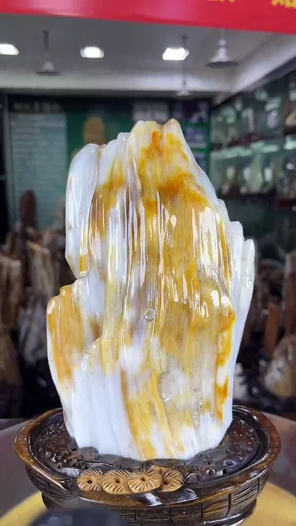 未镶嵌珠宝奇石硅化玉缅甸天然树化玉摆件