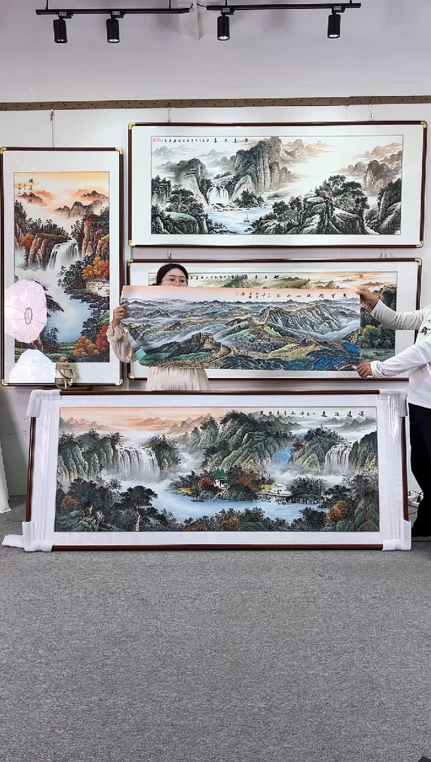 国画纯手绘168x62万里雄风