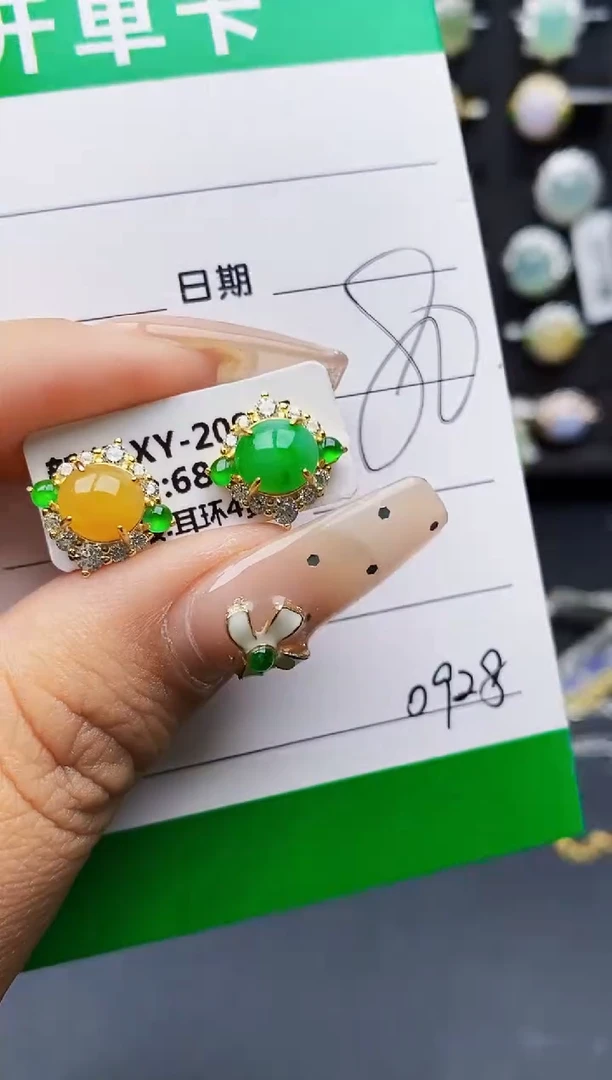 翡翠戒指银S925镶嵌0928