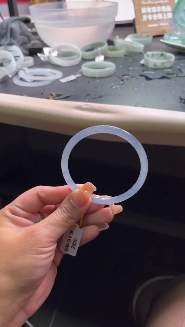 未镶嵌手镯定制翡翠冰蓝紫55-57「定制不退不换」