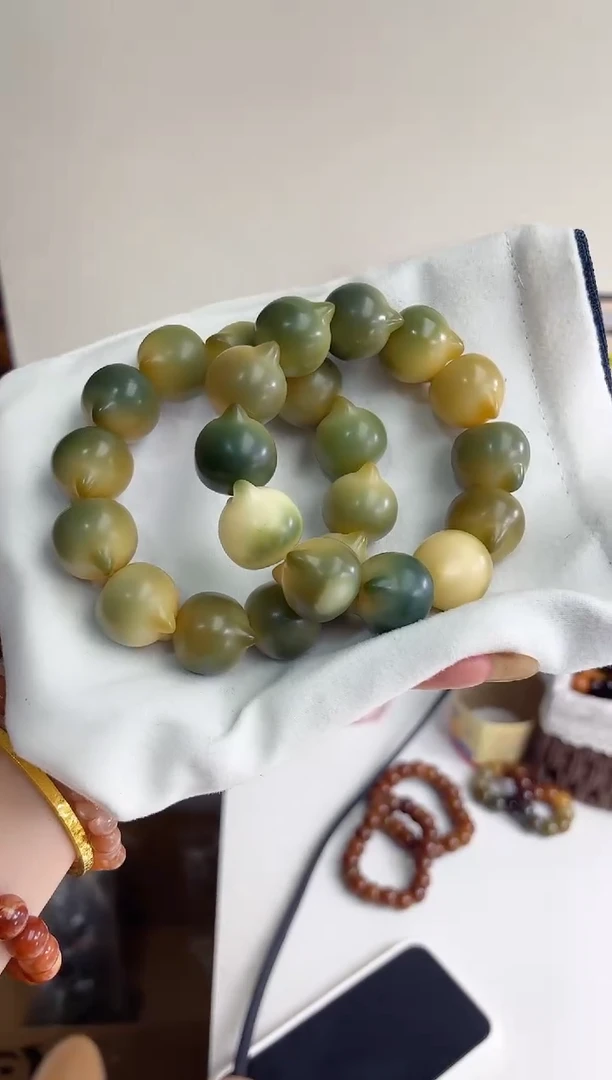 手串菩提根/象牙果沐j29干磨猫猫头24mm手串瑕疵不补随机