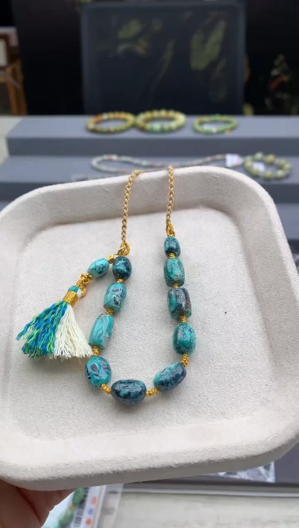 未镶嵌绿松石锁骨链茜.T96