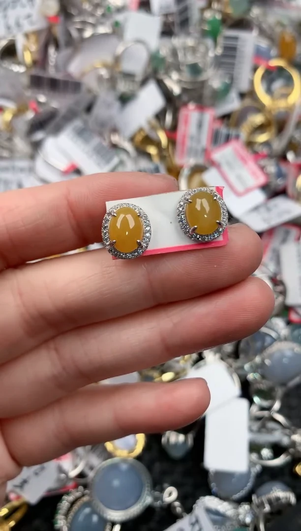 银S925镶嵌戒指翡翠444          6