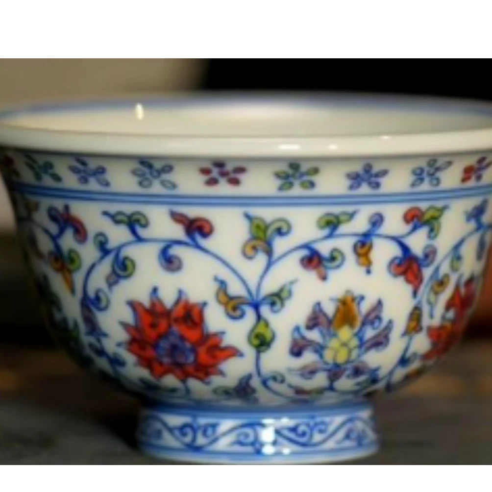 占春生窑  五彩压手杯