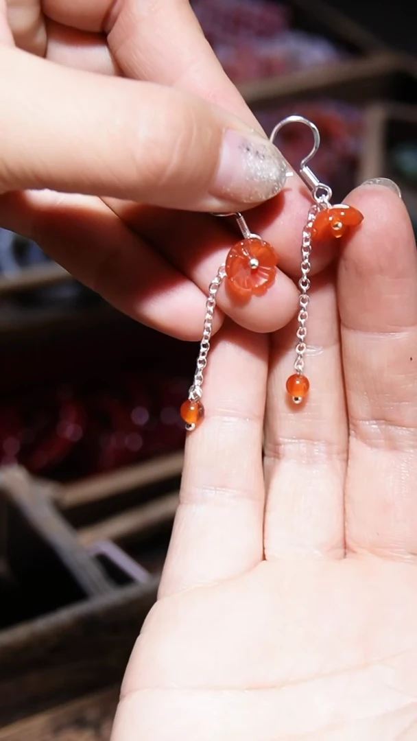 【闪购商品】玛瑙/玉髓耳坠未镶嵌0001