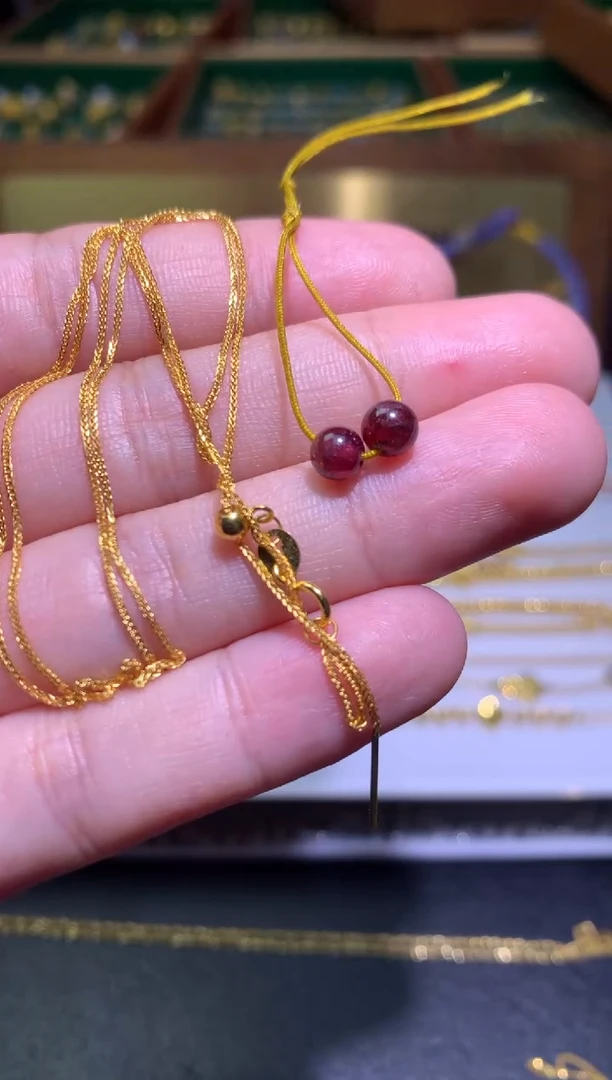 【闪购商品】石榴石成品足金镶嵌净货