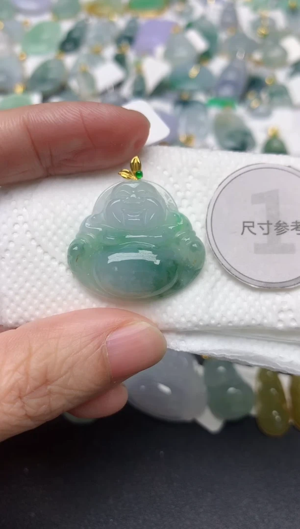 颈饰18K金镶嵌翡翠天然缅甸A货翡翠