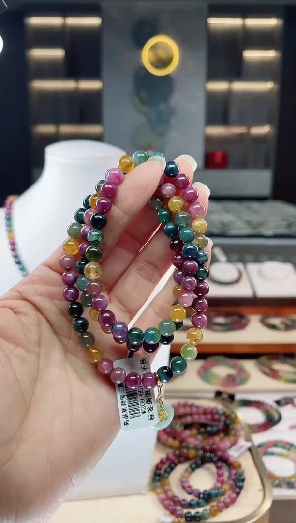 未镶嵌老矿碧玺三圈手串6mm+碧玺（多样性发一条）Q