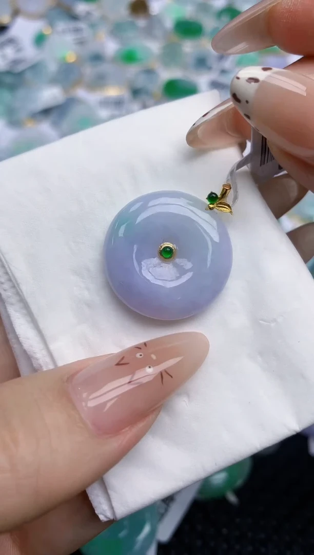 翡翠18K金镶嵌颈饰104   天然翡翠A货