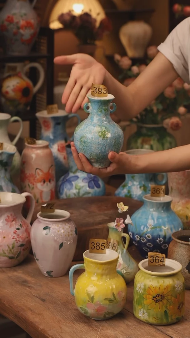 陶瓷393景德镇设计师手作花器摆件侘寂风