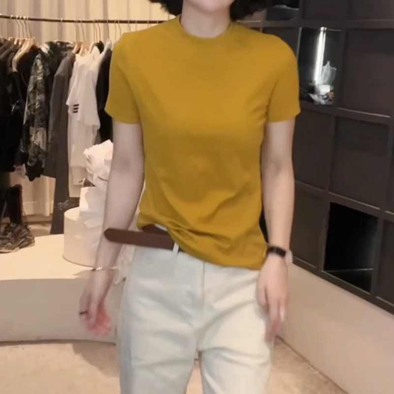 2025早春款圆领设计感时尚百搭短袖显瘦上衣款女LK2501318