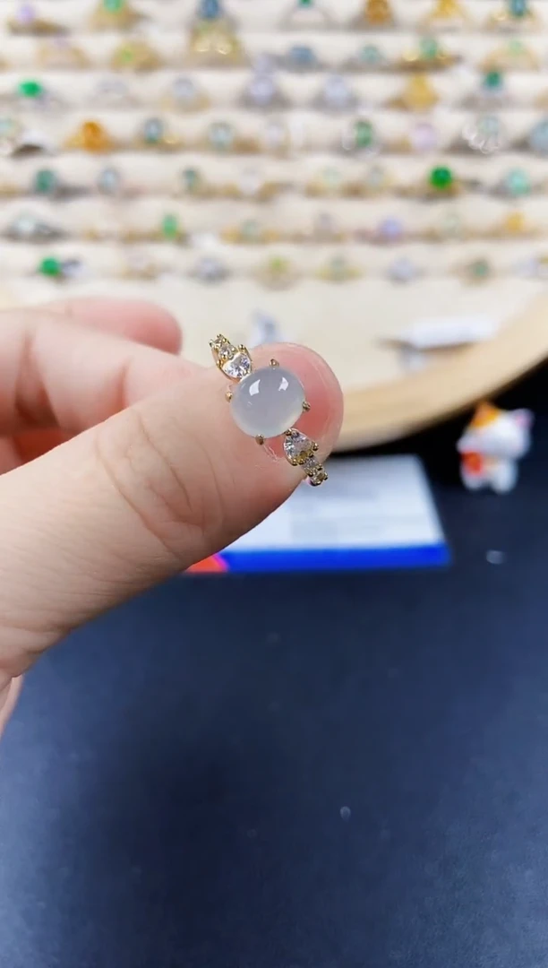 翡翠戒指银S925镶嵌12488