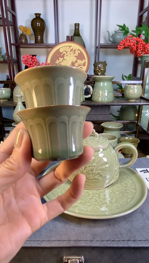 微瑕浮力 九品青莲茶杯 2只】开片