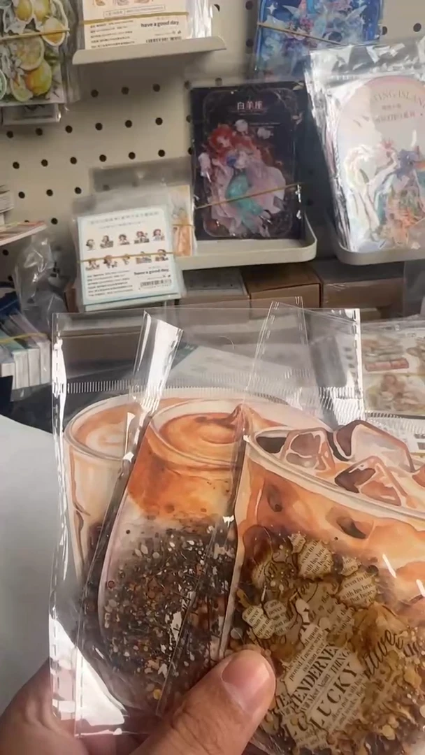咖啡痕迹贴纸包 3款