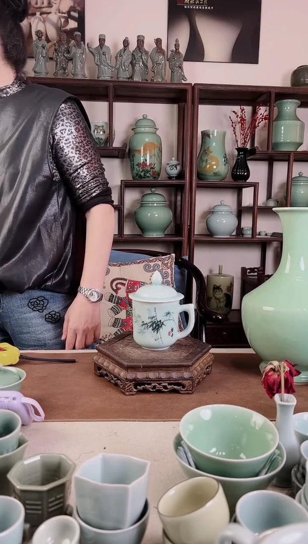 釉中彩 将军杯（竹子）