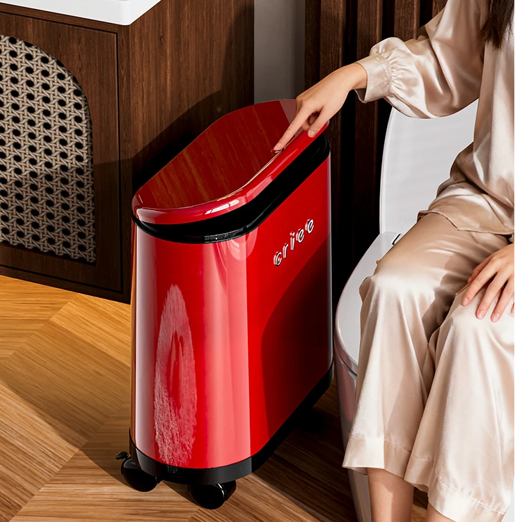 025垃圾桶高颜值中古风创意家用夹缝卫生间客厅复古中式大号带盖