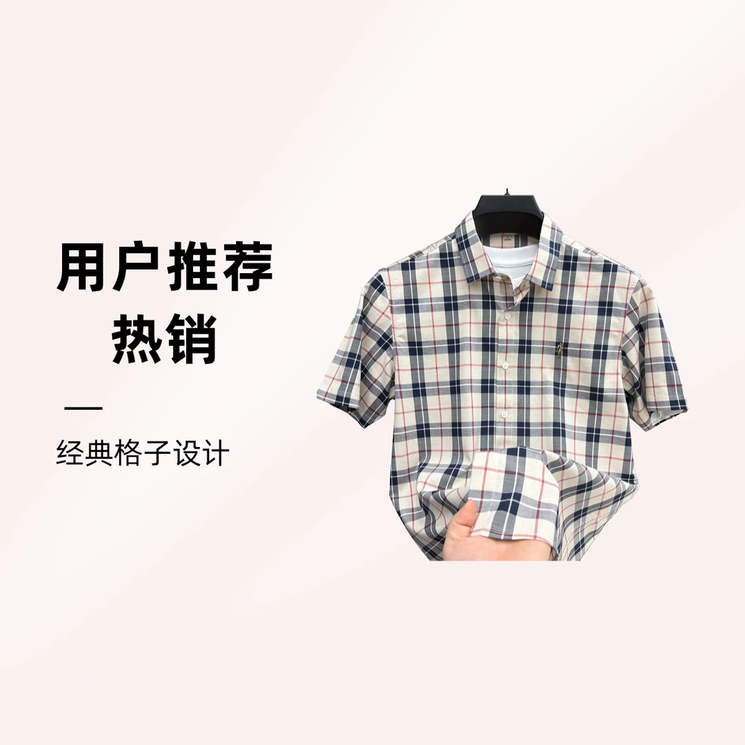 BLTBAOLUO保罗格纹棉衬衫短袖衬衣夏季新款半袖时尚男款衬衫百搭