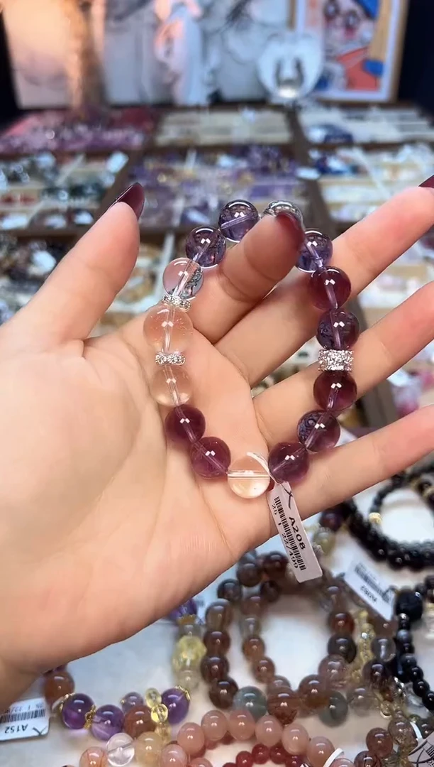 【闪购商品】水晶手链未镶嵌A208 天然紫水晶+白水晶手串