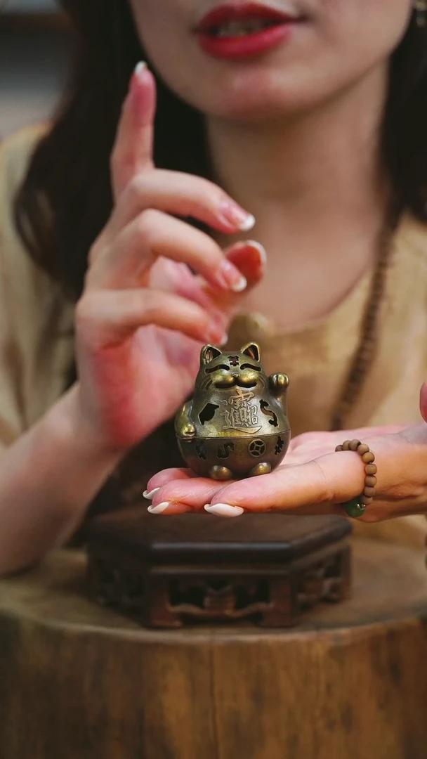 铜合金招财猫香炉