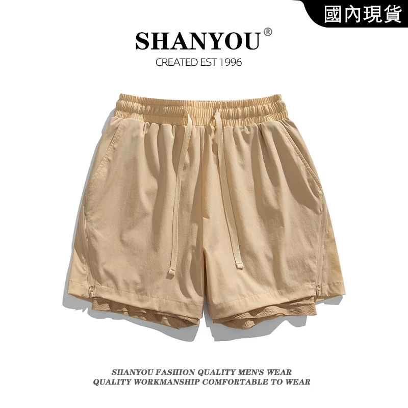 美式运动跑步短裤男骑行夏季速干训练健身内衬假两件透气百搭短裤