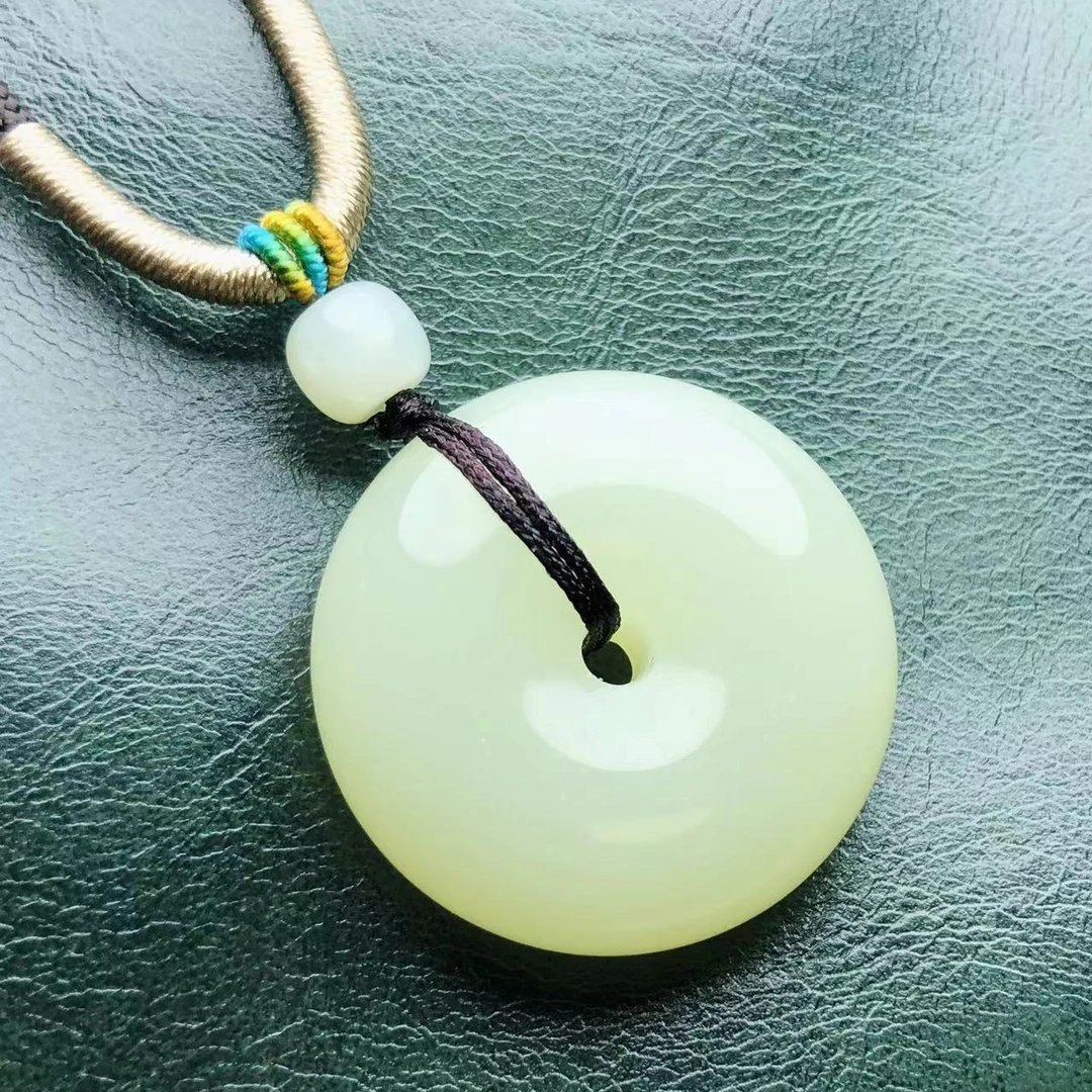 天然青海中号平安扣项链  直径30