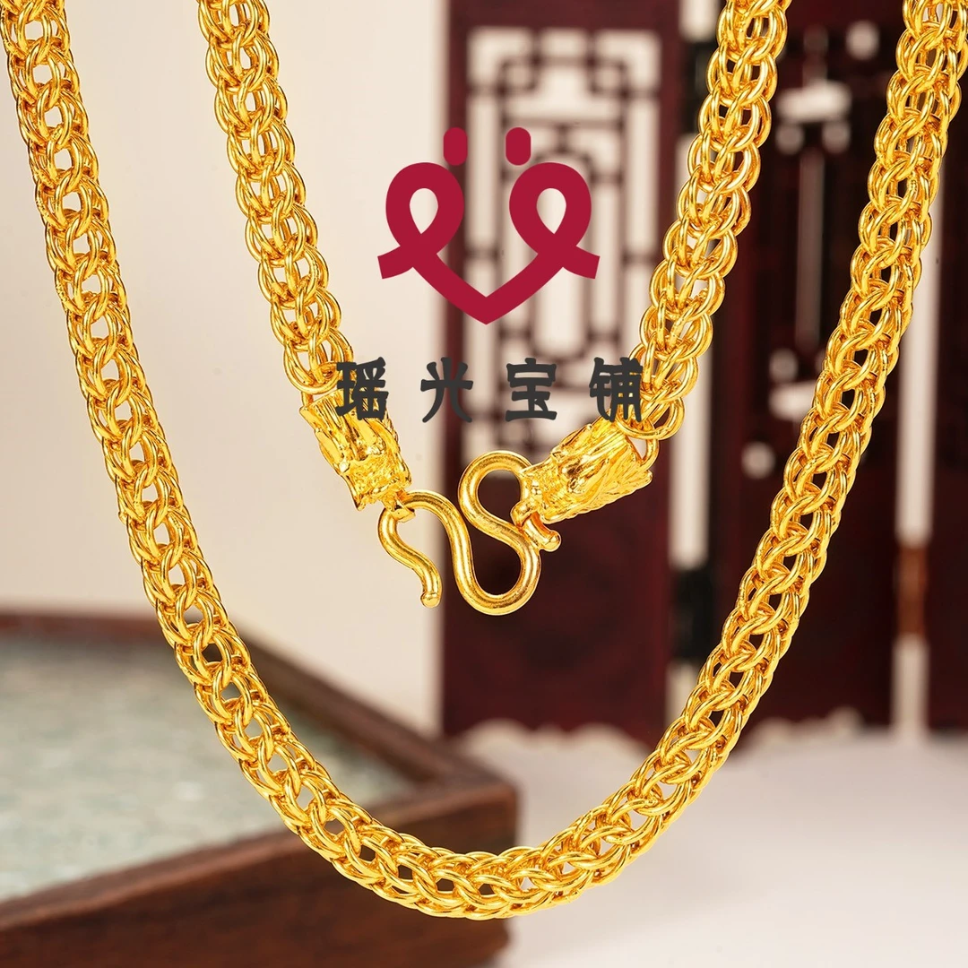 链子足银 灯笼项链 5D精工表层经典百搭金色简约大气男士女款项链