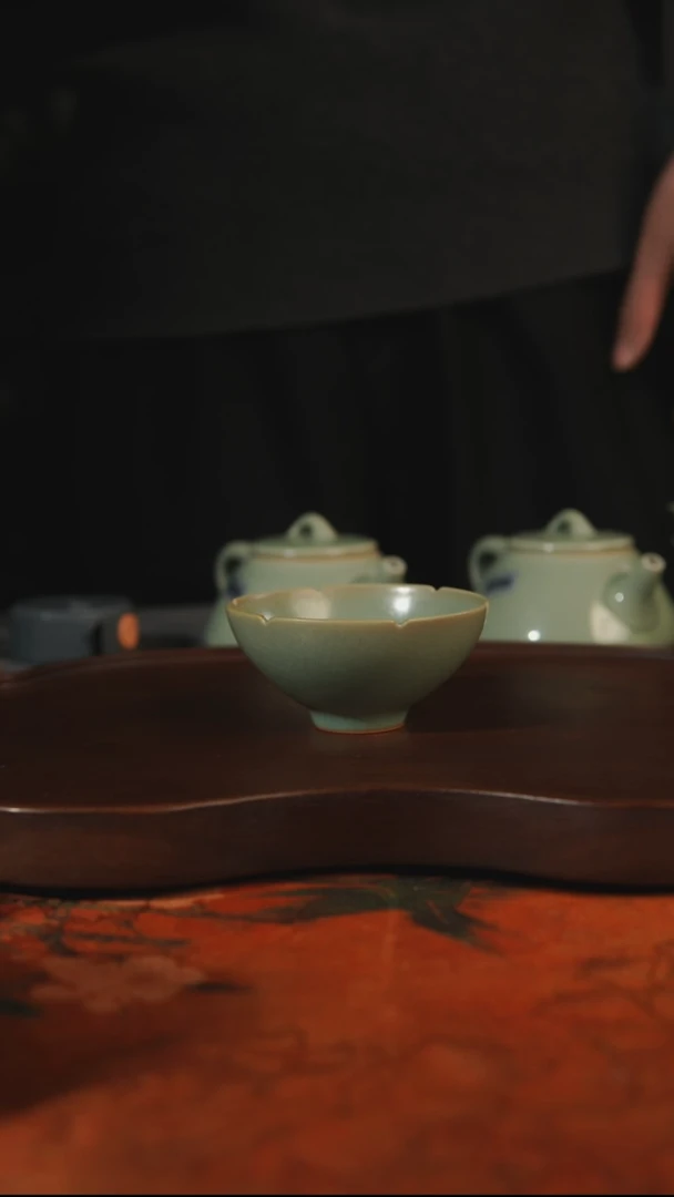 杯子瓷n**l汝州原产地原矿仿古老釉q葵口