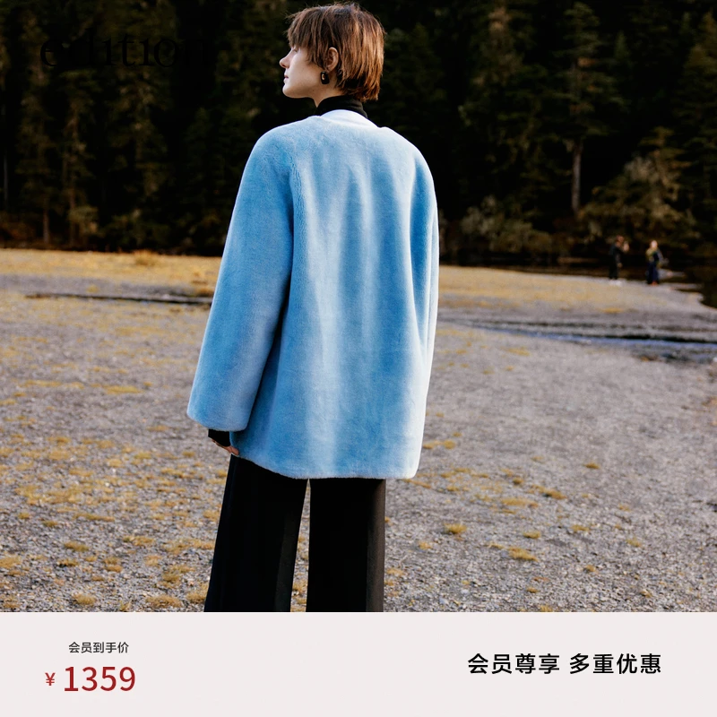 edition冬款羊毛外套女千金感轻奢冰川蓝色外套#EBC4COTT05