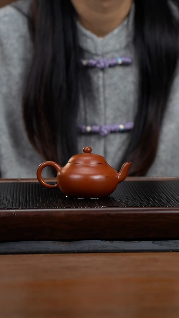 茶壶紫砂130cc黄龙山原矿朱泥梨形19