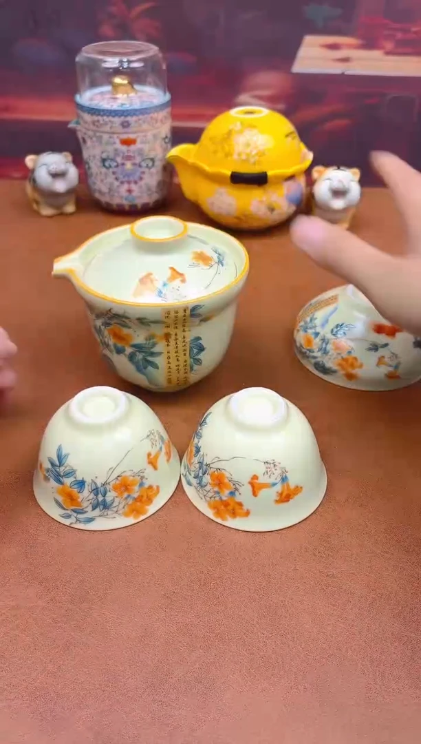 陶瓷茶具摆件旅行套组