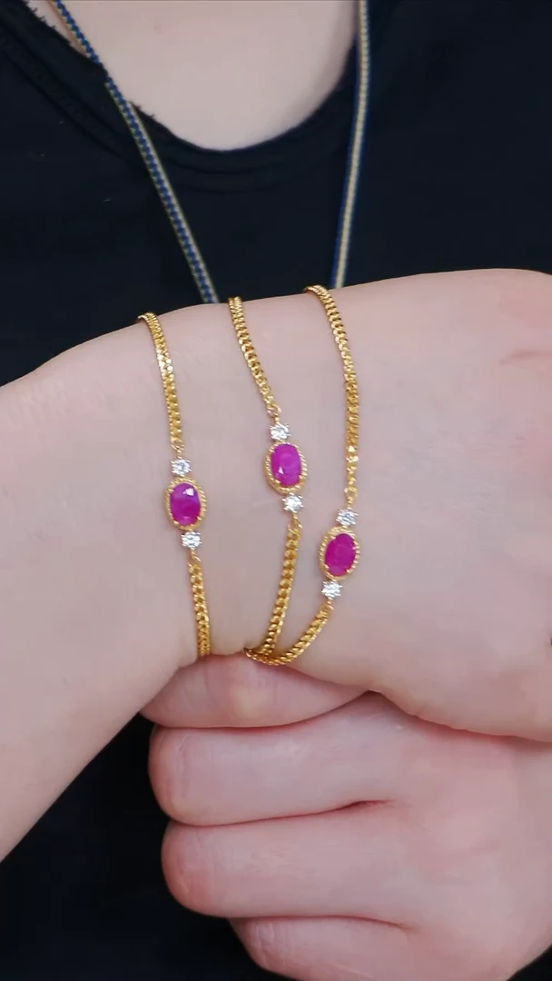 手链银S925镶嵌红宝石5【】多样性发一