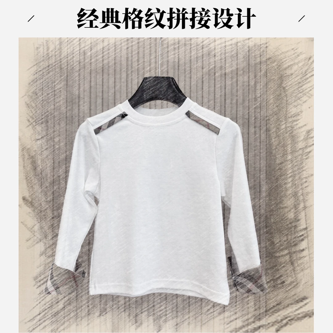 休闲风童装秋冬韩版秋季新款格子常规拼接圆领假两件打底88996