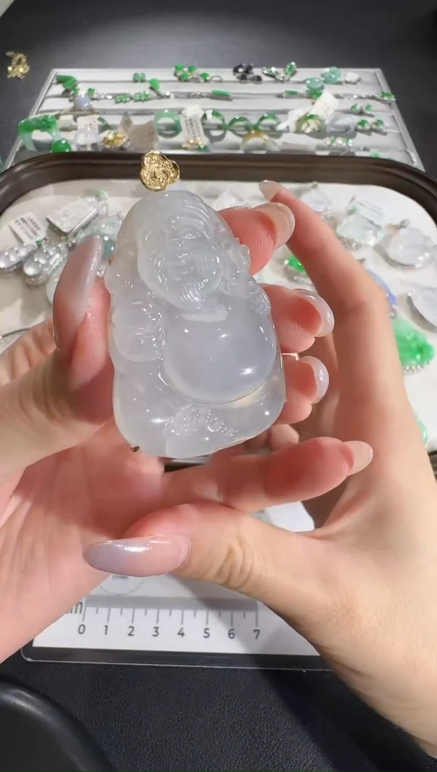 吊坠(不含链)18K金镶嵌翡翠【源头工厂】钻石镶嵌