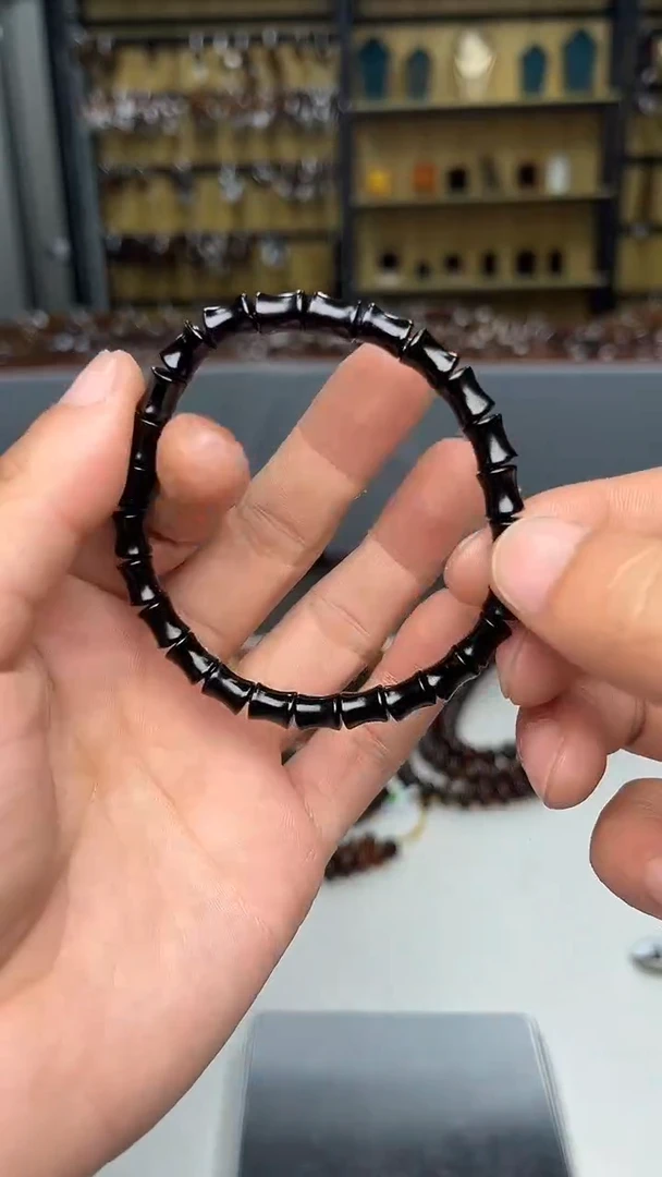 裸石琥珀未镶嵌抚顺煤精竹节手串多样性发其一