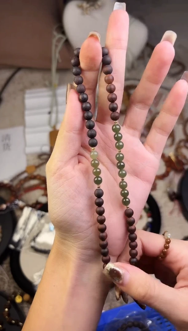 手串降真香未镶嵌降真香和田玉双圈