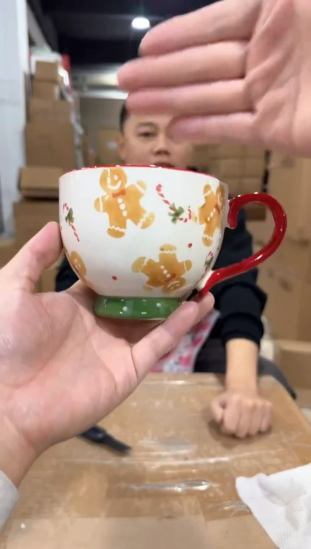 瓷片姜饼人咖啡杯