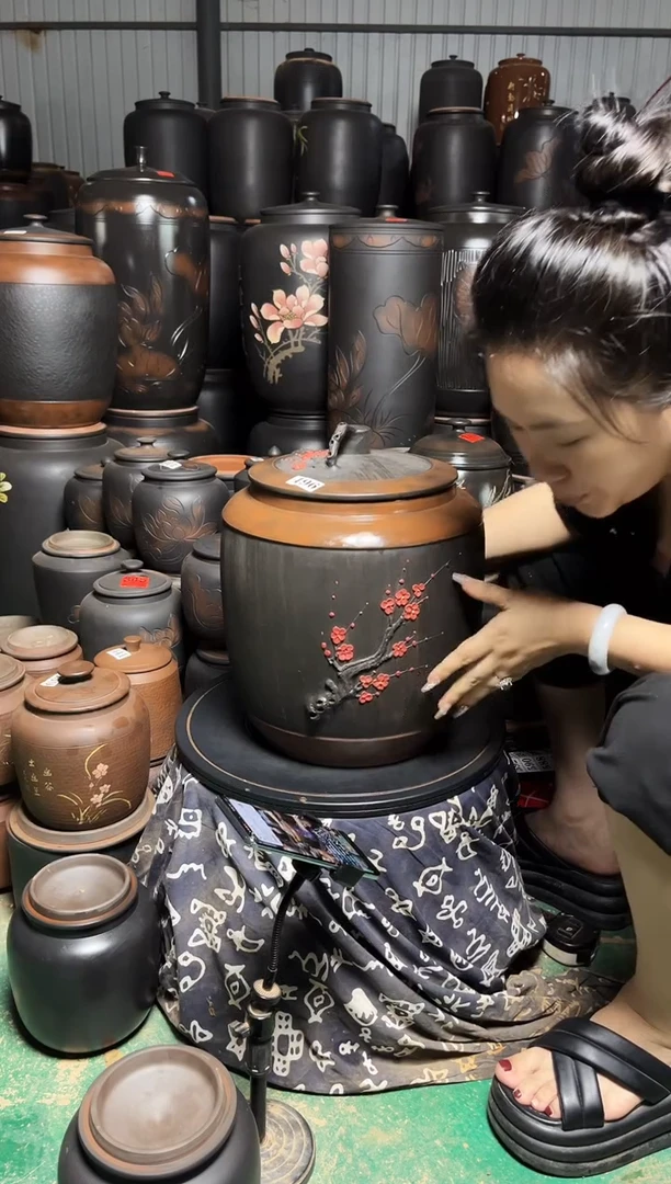 罐瑕疵小茶缸 496 红梅高35cm