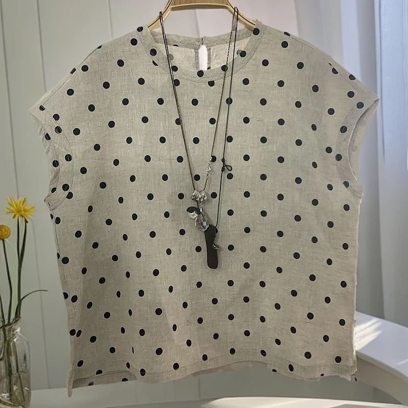 WH-226夏季新款圆领套头上衣100%汉麻时尚百搭透气背心