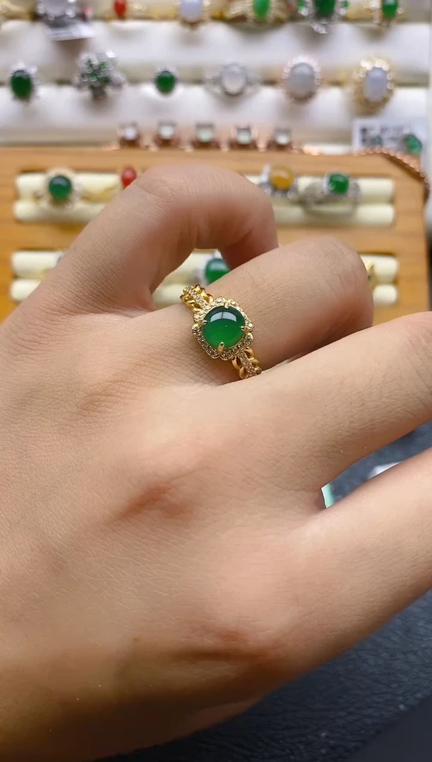 银S925镶嵌戒指翡翠1