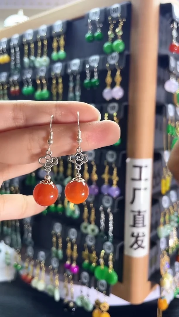 【闪购商品】南红玛瑙耳饰银S925镶嵌025