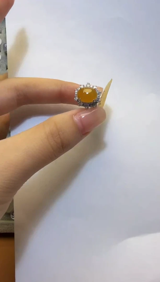 银S925镶嵌戒指翡翠925银镶缅甸A货翡翠戒指