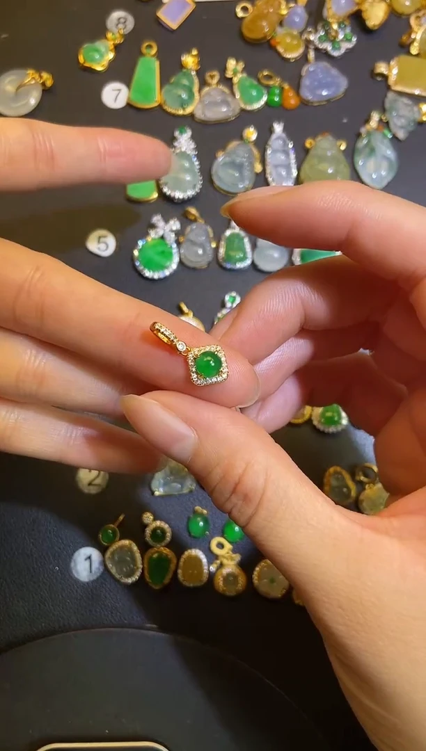 吊坠(不含链)银S925镶嵌翡翠1